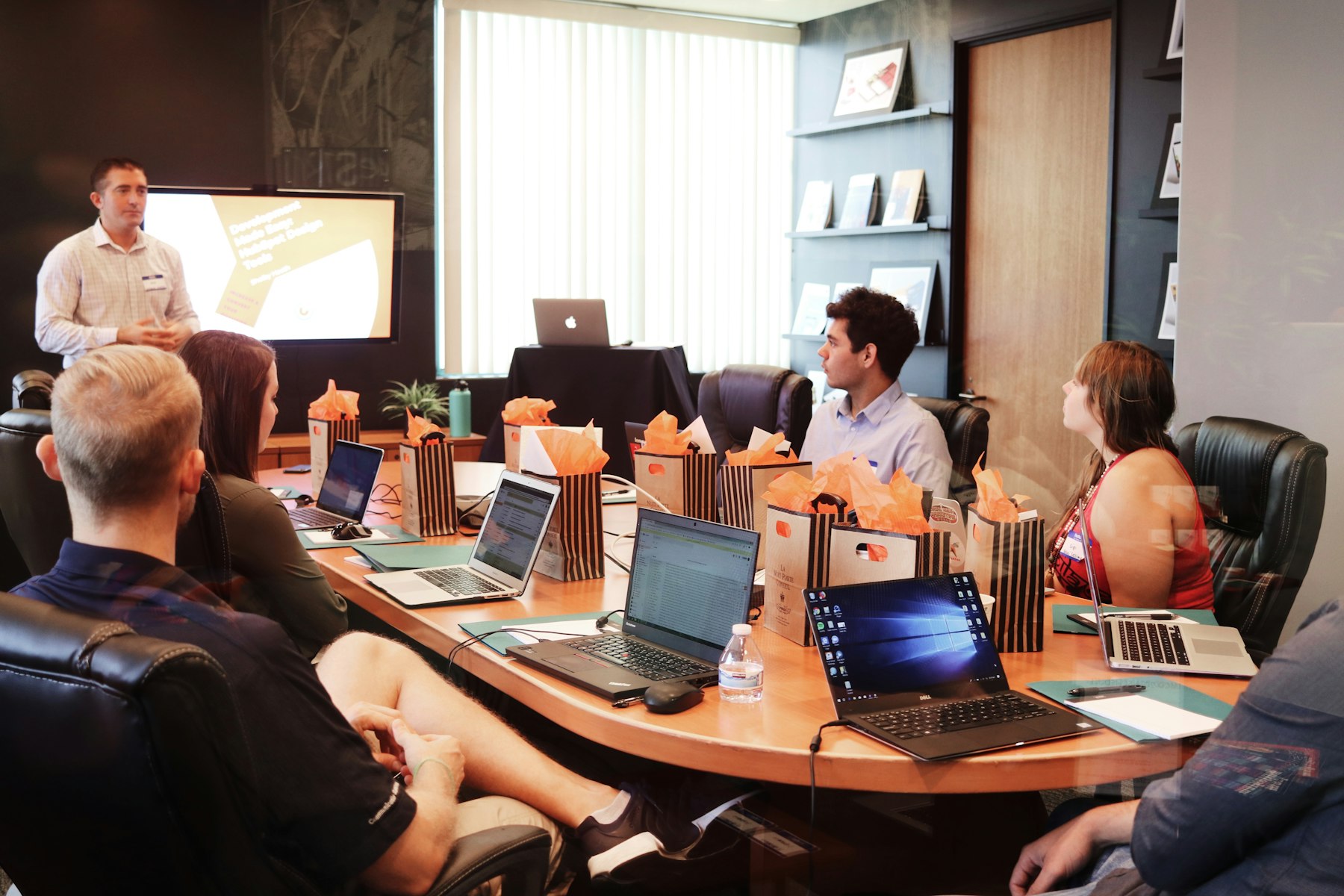 Business team discussing an international project