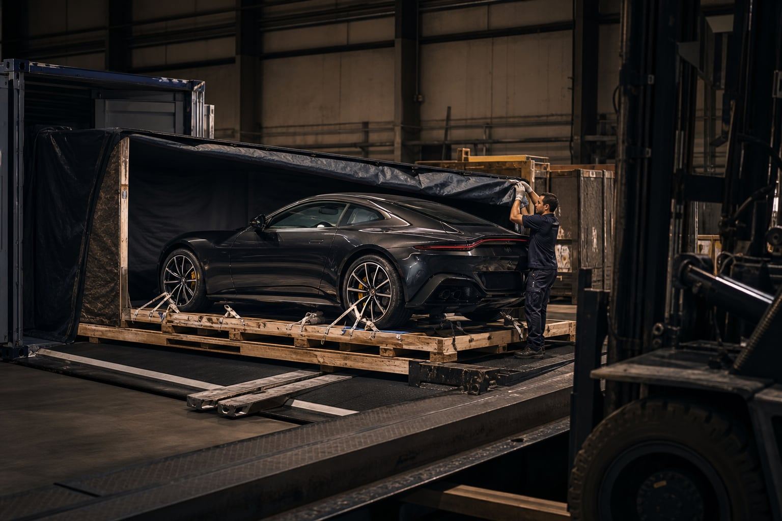 Vehicle secured for international transport